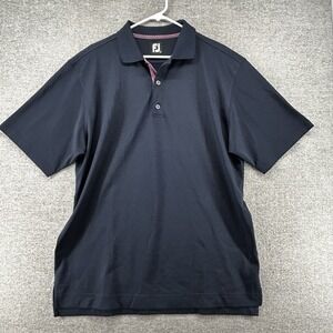 FootJoy Golf Polo Shirt Men Size Large Navy Blue Short Sleeve